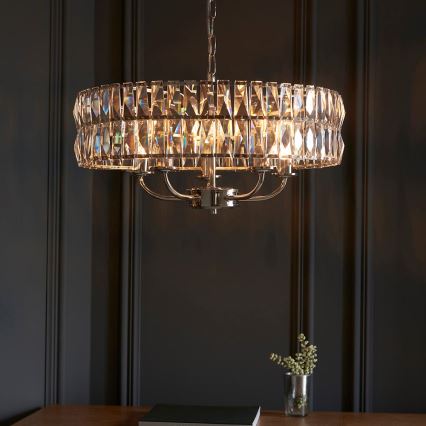 Endon 104467 - Candeeiro suspenso CLIFTON 5xE14/6W/230V cromado brilhante/transparente diâmetro 50,5 cm