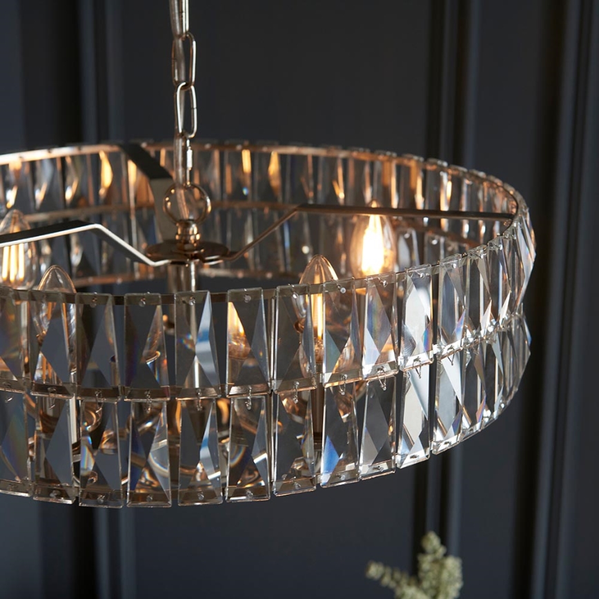 Endon 104467 - Candeeiro suspenso CLIFTON 5xE14/6W/230V cromado brilhante/transparente diâmetro 50,5 cm