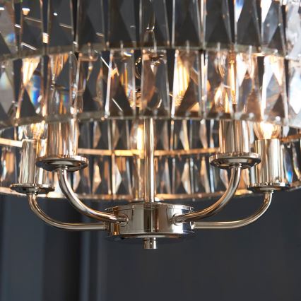 Endon 104467 - Candeeiro suspenso CLIFTON 5xE14/6W/230V cromado brilhante/transparente diâmetro 50,5 cm
