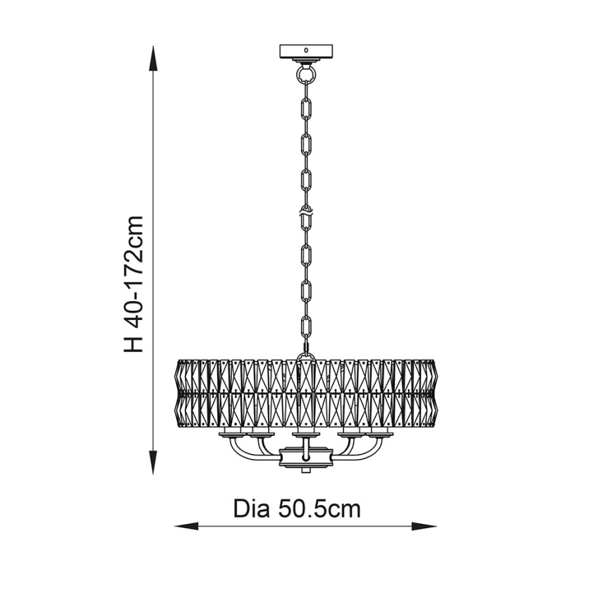 Endon 104467 - Candeeiro suspenso CLIFTON 5xE14/6W/230V cromado brilhante/transparente diâmetro 50,5 cm