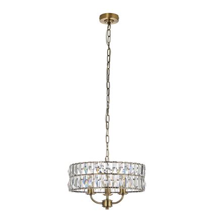 Endon 106243 - Lustre em corrente CLIFTON 3xE14/6W/230V Ø 38,5 cm latão/transparente