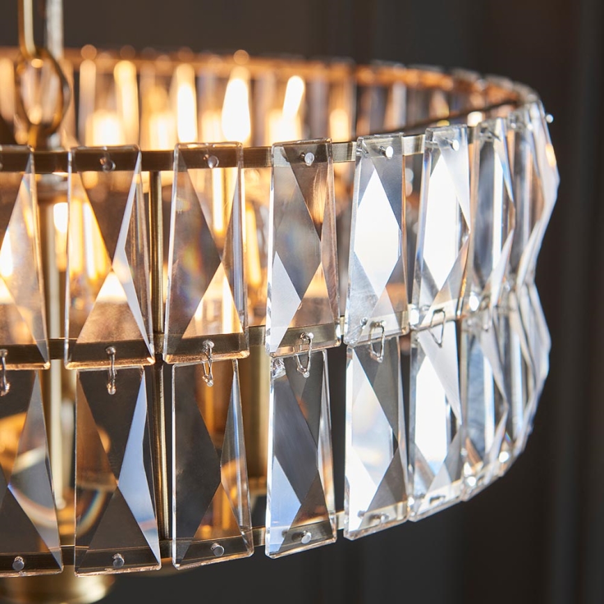Endon 106243 - Lustre em corrente CLIFTON 3xE14/6W/230V Ø 38,5 cm latão/transparente