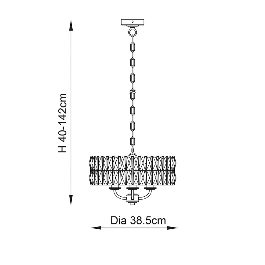 Endon 106243 - Lustre em corrente CLIFTON 3xE14/6W/230V Ø 38,5 cm latão/transparente