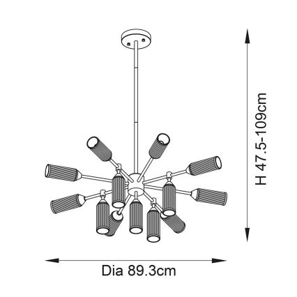 Endon 106256 - Candeeiro suspenso TOUR 13xG9/3W/230V latão