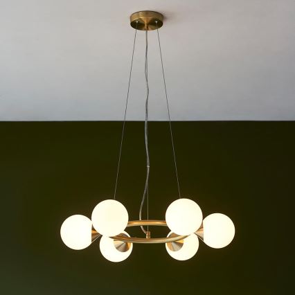 Endon 106390 - Lustre suspenso em cabo OTIS 6xG9/3W/230V dourado