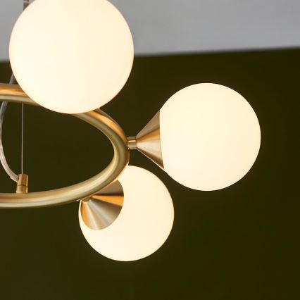 Endon 106390 - Lustre suspenso em cabo OTIS 6xG9/3W/230V dourado