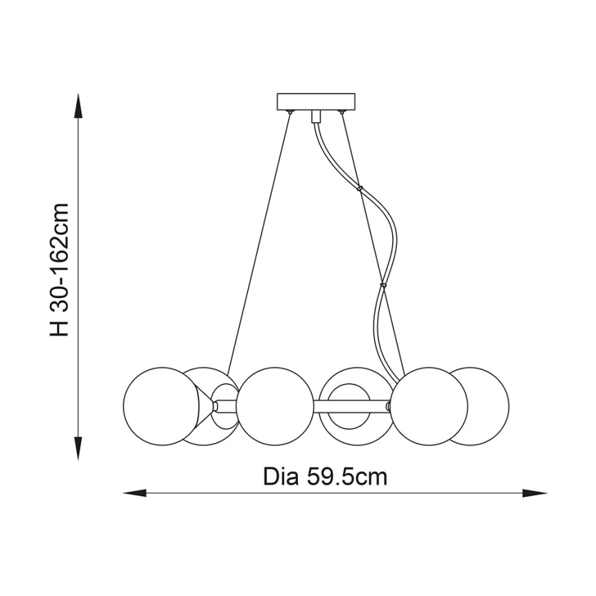 Endon 106390 - Lustre suspenso em cabo OTIS 6xG9/3W/230V dourado