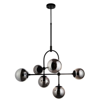 Endon 106661 - Lustre em haste ONTARIO 6xE14/7W/230V preto/fumê