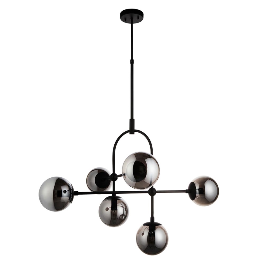 Endon 106661 - Lustre em haste ONTARIO 6xE14/7W/230V preto/fumê