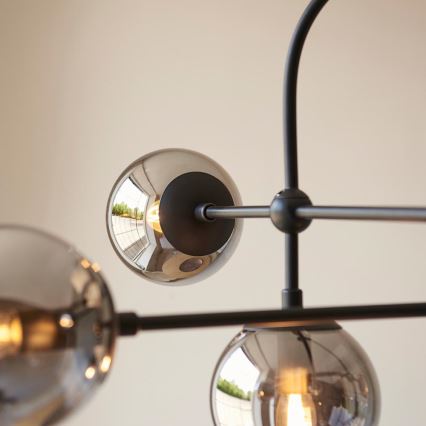 Endon 106661 - Lustre em haste ONTARIO 6xE14/7W/230V preto/fumê