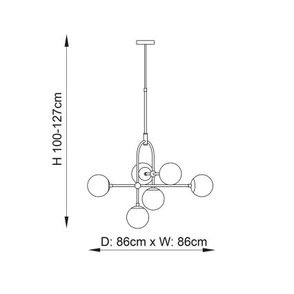 Endon 106661 - Lustre em haste ONTARIO 6xE14/7W/230V preto/fumê