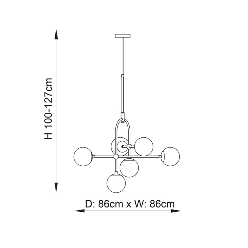 Endon 106661 - Lustre em haste ONTARIO 6xE14/7W/230V preto/fumê