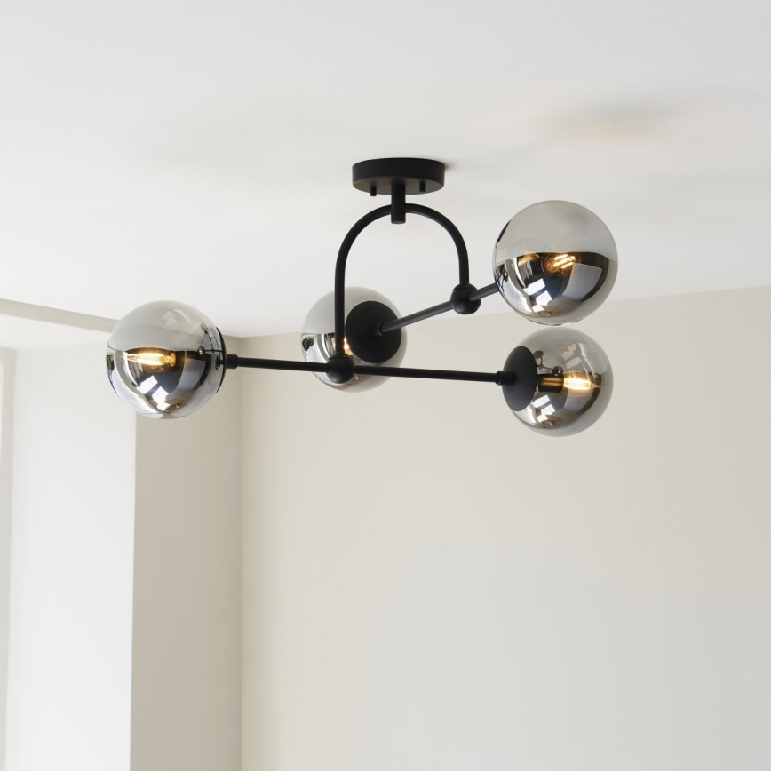 Endon 106662 - Candeeiro integrado ONTARIO 4xE14/7W/230V preto/fumado