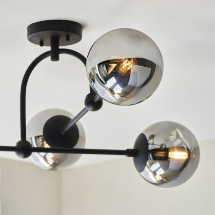 Endon 106662 - Candeeiro integrado ONTARIO 4xE14/7W/230V preto/fumado