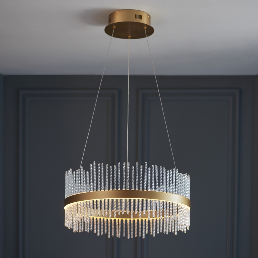 Endon 107671 - Candeeiro suspenso LED com regulação ADRIEL LED/41W/230V 3000K diâmetro 51 cm dourado/transparente