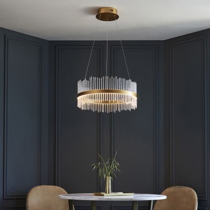 Endon 107671 - Candeeiro suspenso LED com regulação ADRIEL LED/41W/230V 3000K diâmetro 51 cm dourado/transparente
