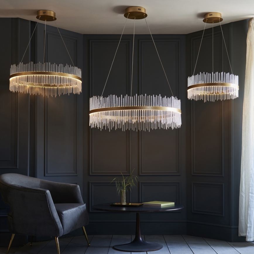 Endon 107671 - Candeeiro suspenso LED com regulação ADRIEL LED/41W/230V 3000K diâmetro 51 cm dourado/transparente