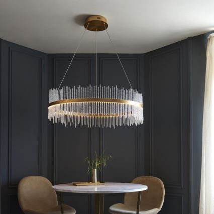 Endon 107672 - Lustre LED dimerizável suspenso por cabo ADRIEL LED/83W/230V 3000K Ø 89 cm dourado/transparente