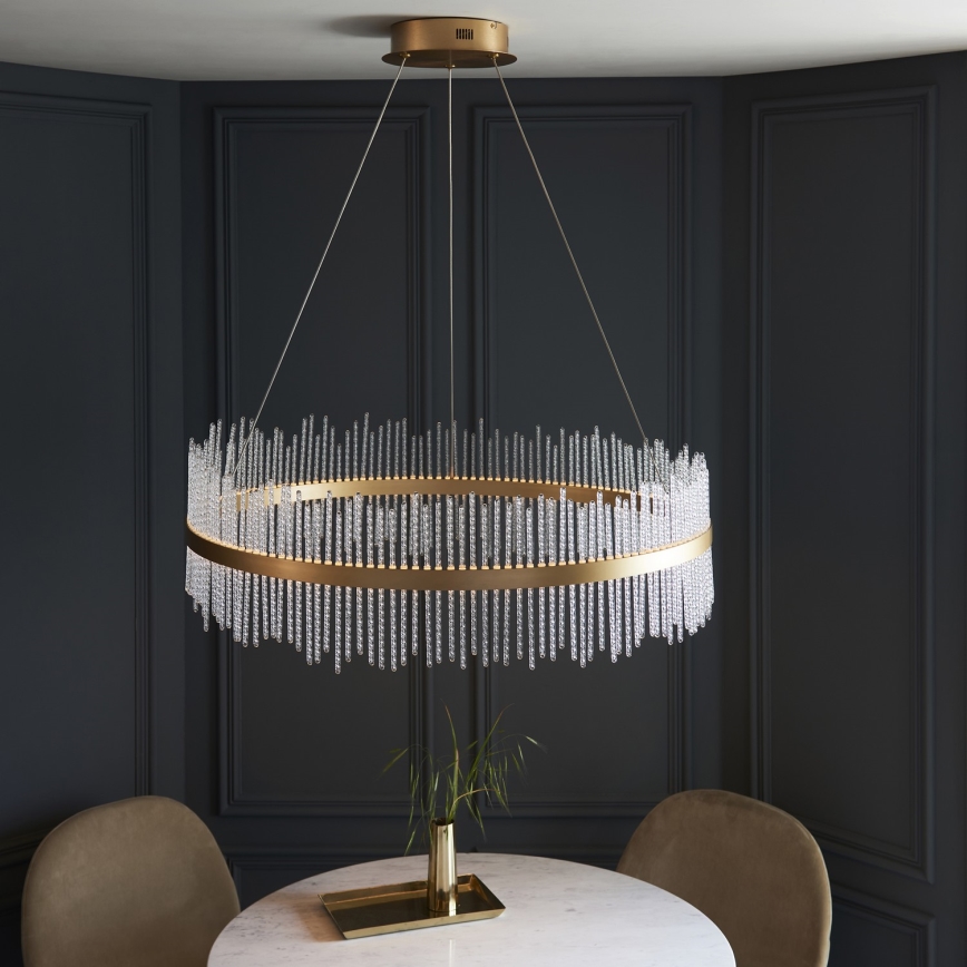Endon 107672 - Lustre LED dimerizável suspenso por cabo ADRIEL LED/83W/230V 3000K Ø 89 cm dourado/transparente