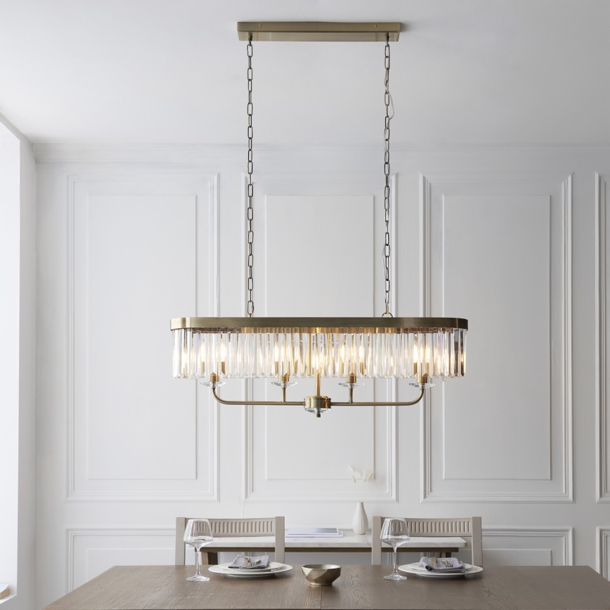 Endon 110539 - Lustre com corrente CHESTERFIELD 4xE14/6W/230V latão