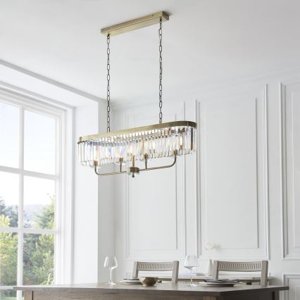 Endon 110539 - Lustre com corrente CHESTERFIELD 4xE14/6W/230V latão