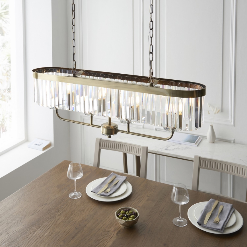 Endon 110539 - Lustre com corrente CHESTERFIELD 4xE14/6W/230V latão