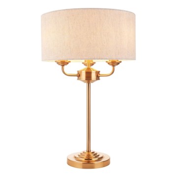 Endon 110721 - Candeeiro de mesa HIGHCLERE 3xE14/18W/230V bege/latão