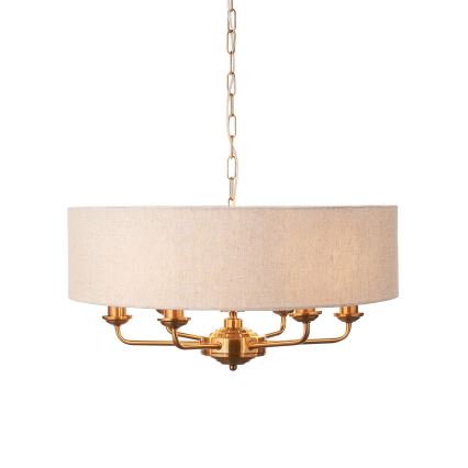 Endon 110722 - Candeeiro suspenso HIGHCLERE 6xE14/6W/230V bege/latão diâmetro 55 cm