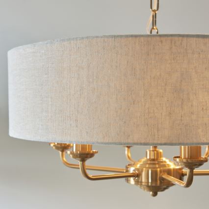 Endon 110722 - Candeeiro suspenso HIGHCLERE 6xE14/6W/230V bege/latão diâmetro 55 cm