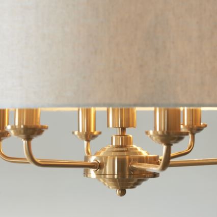 Endon 110722 - Candeeiro suspenso HIGHCLERE 6xE14/6W/230V bege/latão diâmetro 55 cm