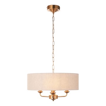 Endon 110723 - Candeeiro suspenso HIGHCLERE 3xE14/40W/230V bege/latão