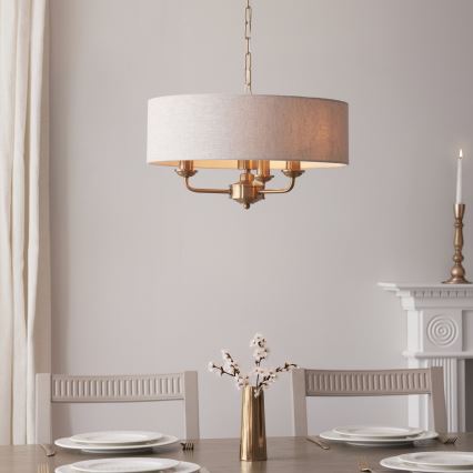 Endon 110723 - Candeeiro suspenso HIGHCLERE 3xE14/40W/230V bege/latão