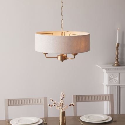 Endon 110723 - Candeeiro suspenso HIGHCLERE 3xE14/40W/230V bege/latão