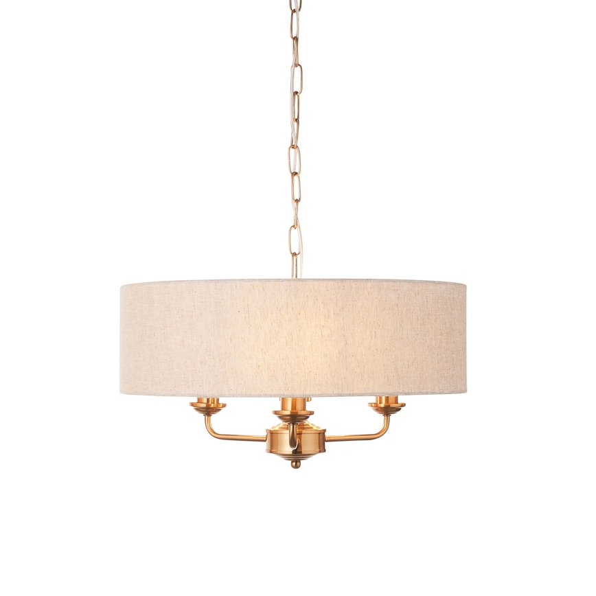 Endon 110723 - Candeeiro suspenso HIGHCLERE 3xE14/40W/230V bege/latão