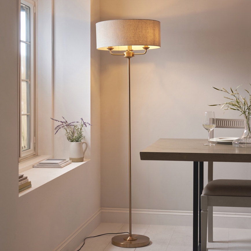 Endon 110724 - Candeeiro de chão HIGHCLERE 1xE14/40W/230V bege/latão