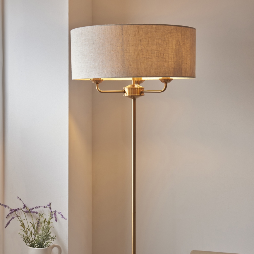 Endon 110724 - Candeeiro de chão HIGHCLERE 1xE14/40W/230V bege/latão