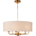 Endon 110727 - Lustre suspenso por corrente HIGHCLERE 8xE14/6W/230V bege/latão Ø 70 cm