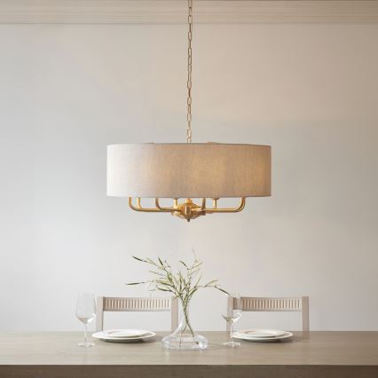 Endon 110727 - Lustre suspenso por corrente HIGHCLERE 8xE14/6W/230V bege/latão Ø 70 cm