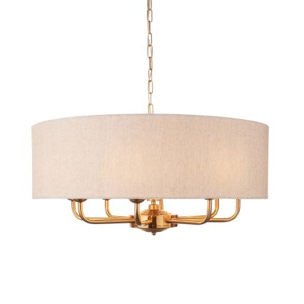 Endon 110727 - Lustre suspenso por corrente HIGHCLERE 8xE14/6W/230V bege/latão Ø 70 cm