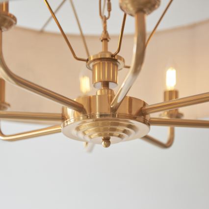 Endon 110727 - Lustre suspenso por corrente HIGHCLERE 8xE14/6W/230V bege/latão Ø 70 cm