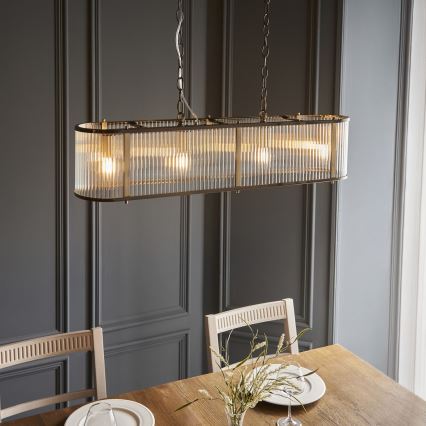 Endon 110945 - Candeeiro suspenso RIDGETON 4xE14/6W/230V latão/transparente