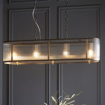 Endon 110945 - Candeeiro suspenso RIDGETON 4xE14/6W/230V latão/transparente