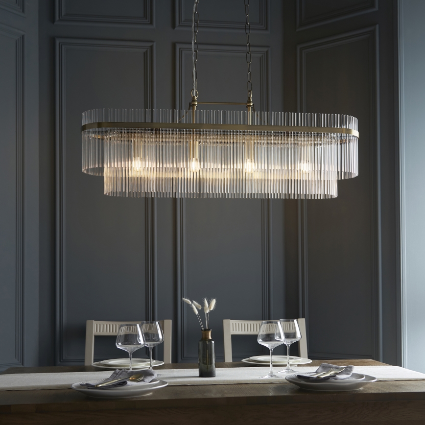 Endon 112573 - Candeeiro suspenso MARIETTA 4xE14/6W/230V latão/transparente