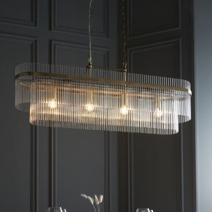 Endon 112573 - Candeeiro suspenso MARIETTA 4xE14/6W/230V latão/transparente