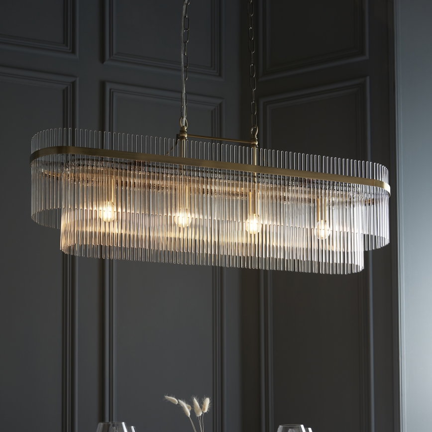 Endon 112573 - Candeeiro suspenso MARIETTA 4xE14/6W/230V latão/transparente