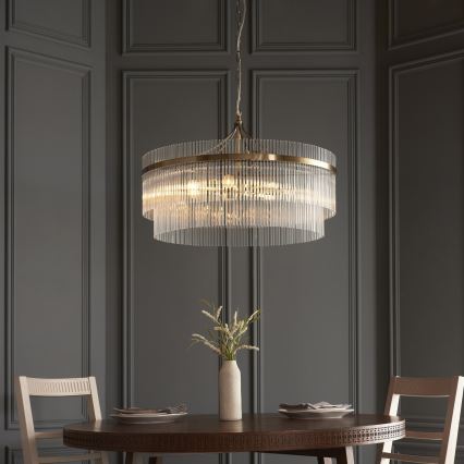 Endon 112574 - Lustre com corrente MARIETTA GRAND 7xE14/7W/230V latão/vidro transparente