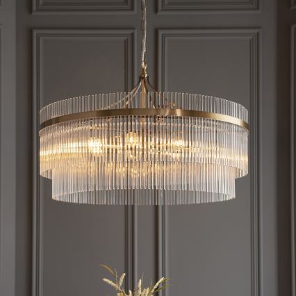 Endon 112574 - Lustre com corrente MARIETTA GRAND 7xE14/7W/230V latão/vidro transparente