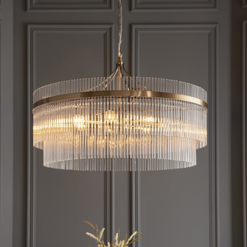 Endon 112574 - Lustre com corrente MARIETTA GRAND 7xE14/7W/230V latão/vidro transparente