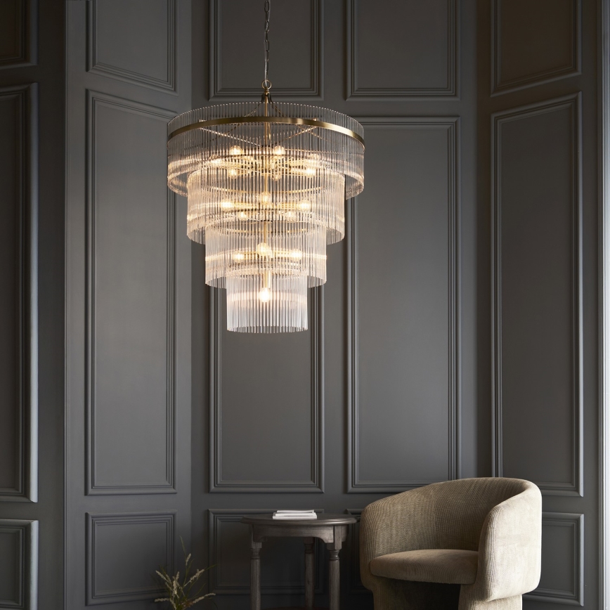 Endon 112576 - Candeeiro suspenso MARIETTA 16xE14/6W/230V latão/transparente