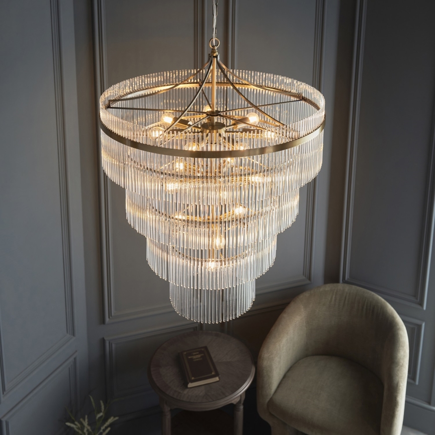 Endon 112576 - Candeeiro suspenso MARIETTA 16xE14/6W/230V latão/transparente